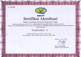 Thumbnail for the post titled: Sertifikat Akreditasi BAN-PT Teknik Industri ITATS